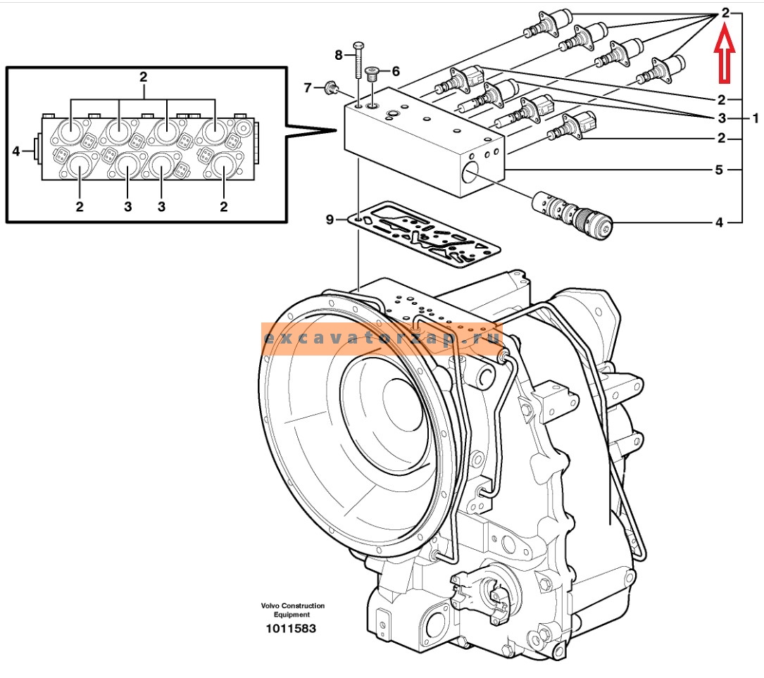 Клапан 149786 КПП экскаватора погрузчика Volvo BL61, BL71