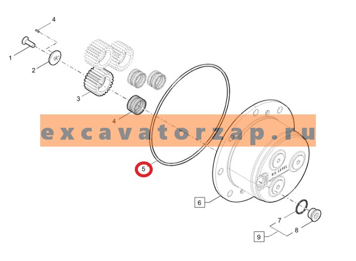 Кольцо 14468780 круглого сечения O-RING бортового редуктора переднего моста экскаватора погрузчика CASE, Fiat-Hitachi