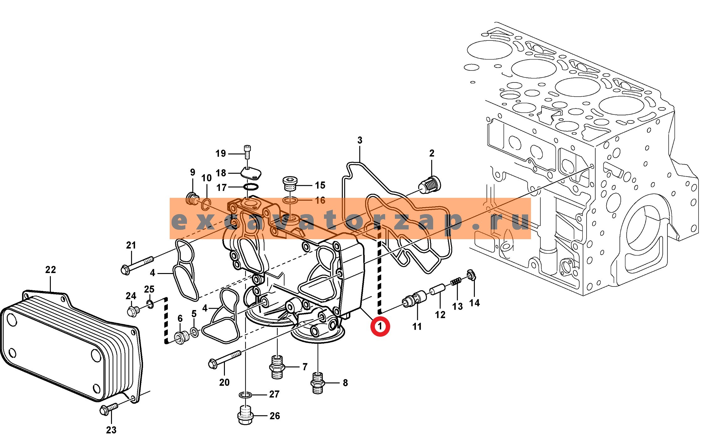 Корпус теплообменника 04299501 двигателя Deutz экскаватора погрузчика Volvo BL60, BL61, BL61PLUS, BL70, BL71, BL71PLUS, фронтального погрузчика VOLVO L50E