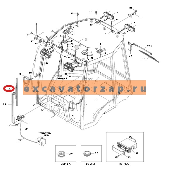 Щетка стеклоочистителя 24L3-41300 переднего экскаватора погрузчика HYUNDAI H940S