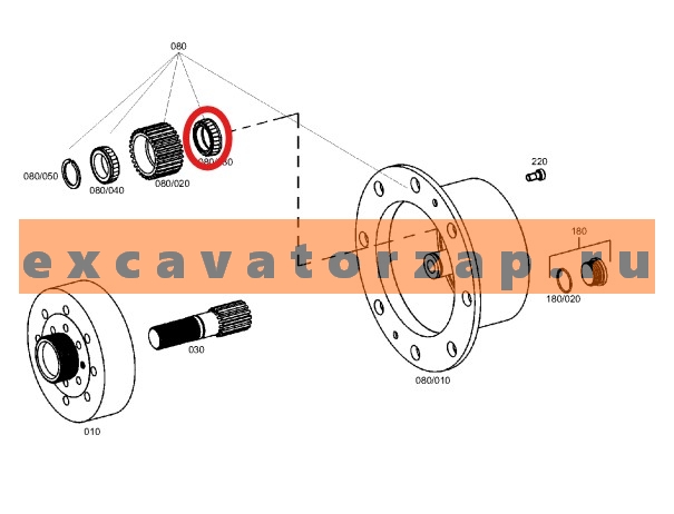 Подшипник 264-2768, 2642768 (аналог, Турция) сателлита боровой передачи переднего моста экскаватора погрузчика CAT 416C, 416D, 420D, 424D, 426C, 428C, 428D, 430D, 432D, 436C, 438C, 438D, 442D