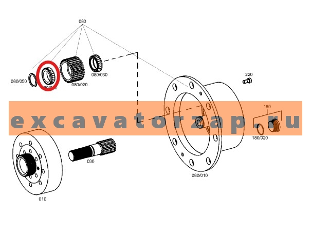 Подшипник 0750.117.572, 0750117572, 0750-117-572 (аналог, Турция) сателлита боровой передачи переднего моста экскаватора погрузчика CAT 416C, 416D, 420D, 424D, 426C, 428C, 428D, 430D, 432D, 436C, 438C, 438D, 442D