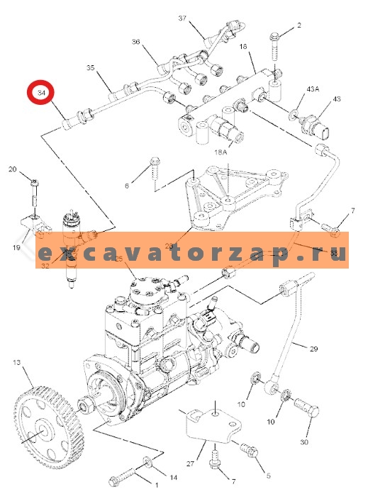 Трубка топливная 3525A211 (аналог) топливная рампа - форсунка 1-го цилиндра двигателя PERKINS