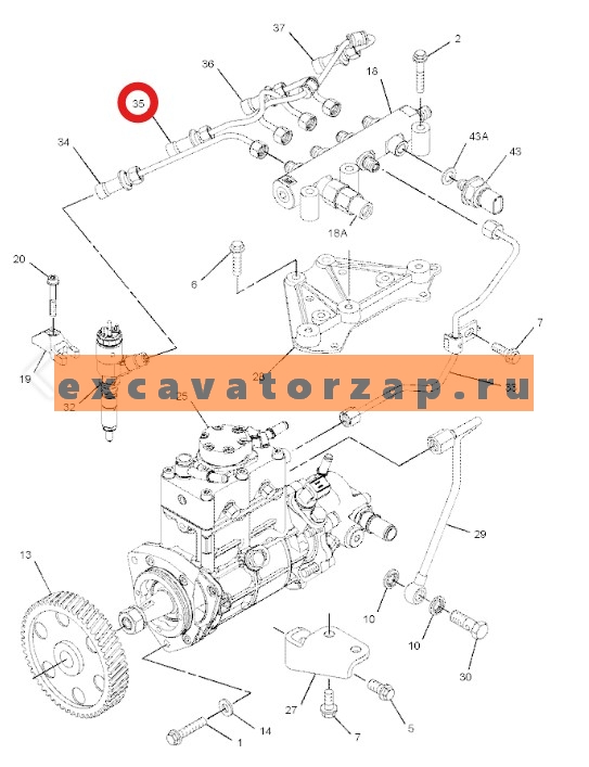 Трубка 3525A192 (аналог) топливная (топл. рампа - форсунка 2-го цилиндра) двигателя PERKINS