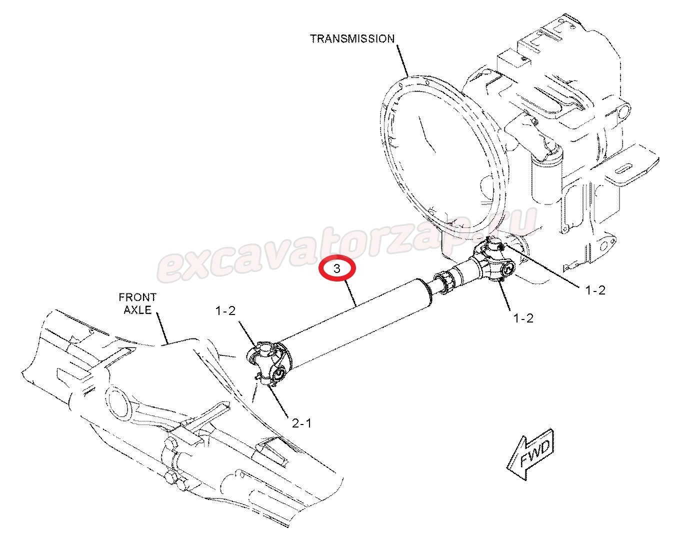 Карданный вал 359-0381, 3590381 передний экскаватора погрузчика CAT432, CAT434, CAT444
