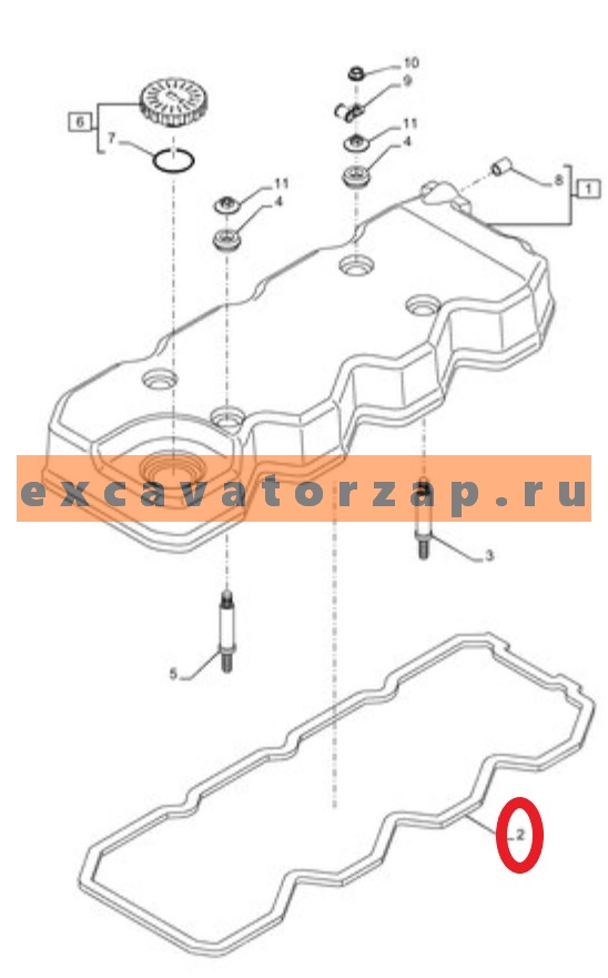 Прокладка клапанной крышки 504070037 двигателя экскаватора погрузчика New Holland b80, B90