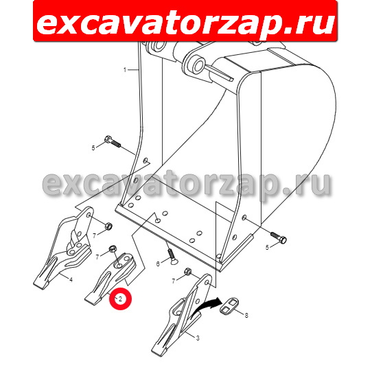 Центральный зуб VOE15654510 ковша экскаватора погрузчика Volvo BL61, BL71