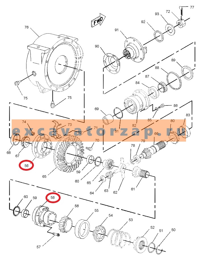 Корпус 81816246 дифференциала в сборе экскаватора погрузчика New Holland LB75