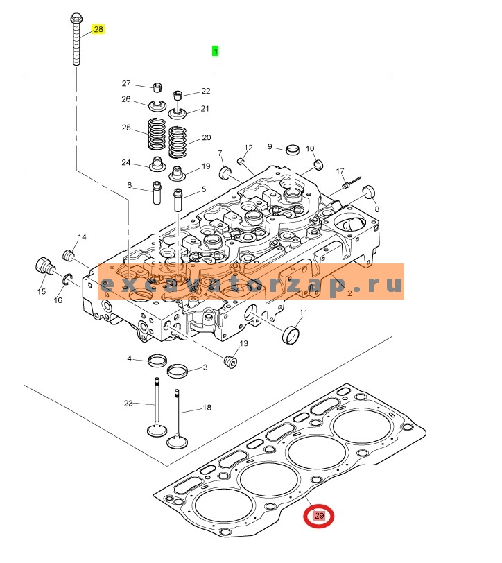 Прокладка ГБЦ T409648 (аналог, Турция) (+0,25мм) двигателя PERKINS